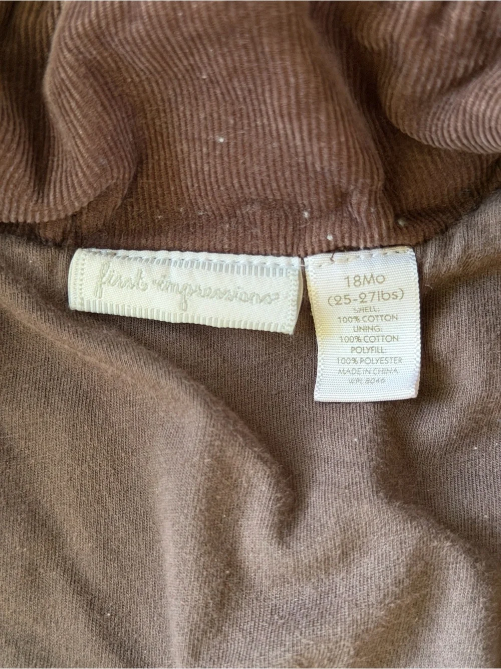 First Impressions Quilted Hooded Jacket in Dusty Mauve 18month